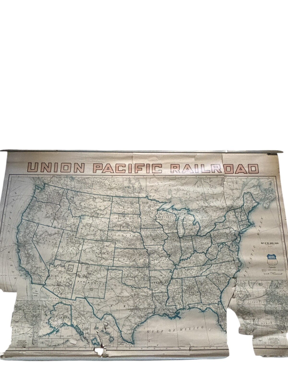 Vintage Map of Union Pacific Railroad United States