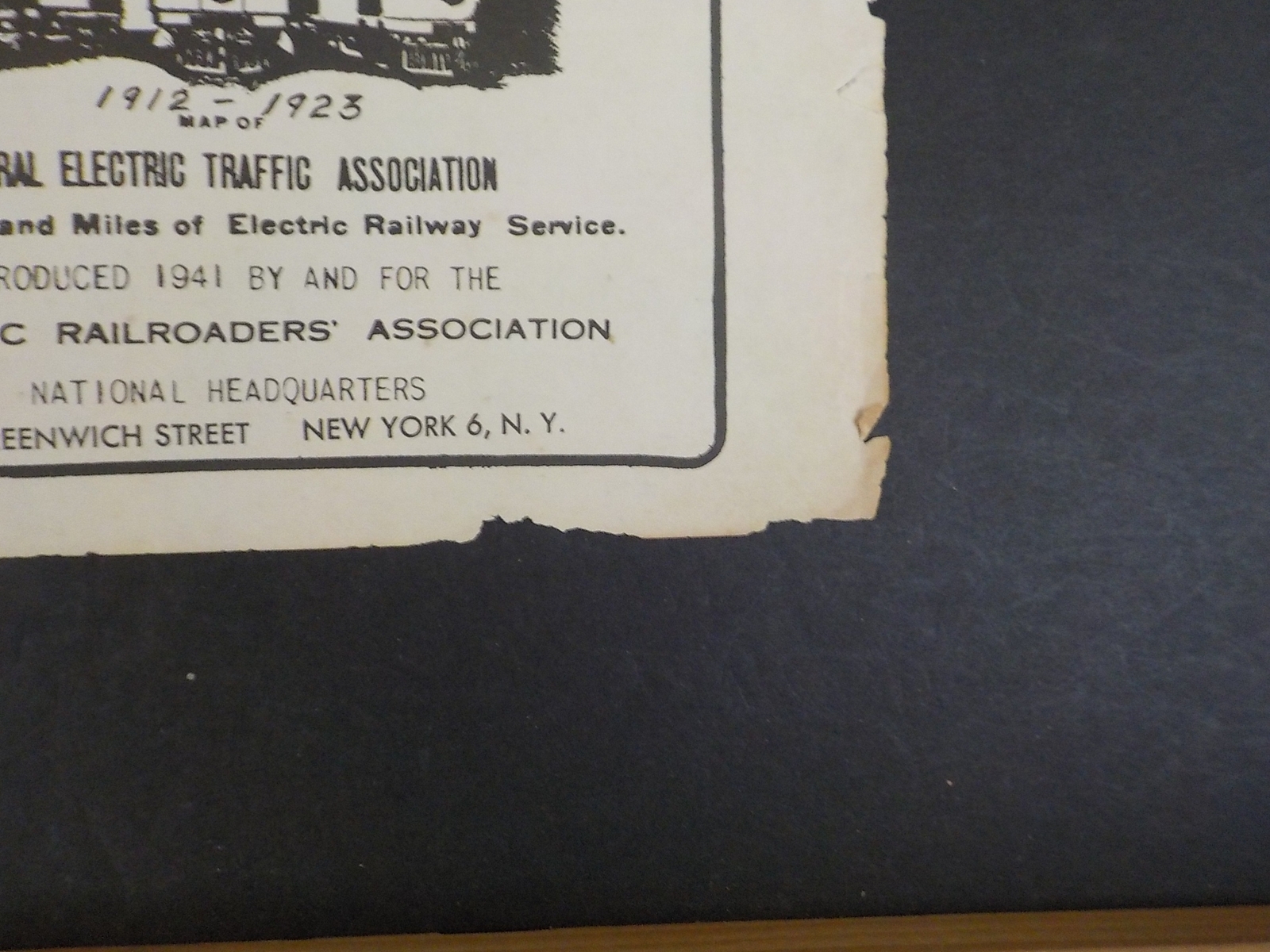 Map Central ELectric Traffic Association 1912-1923 REPRODUCED 1941
