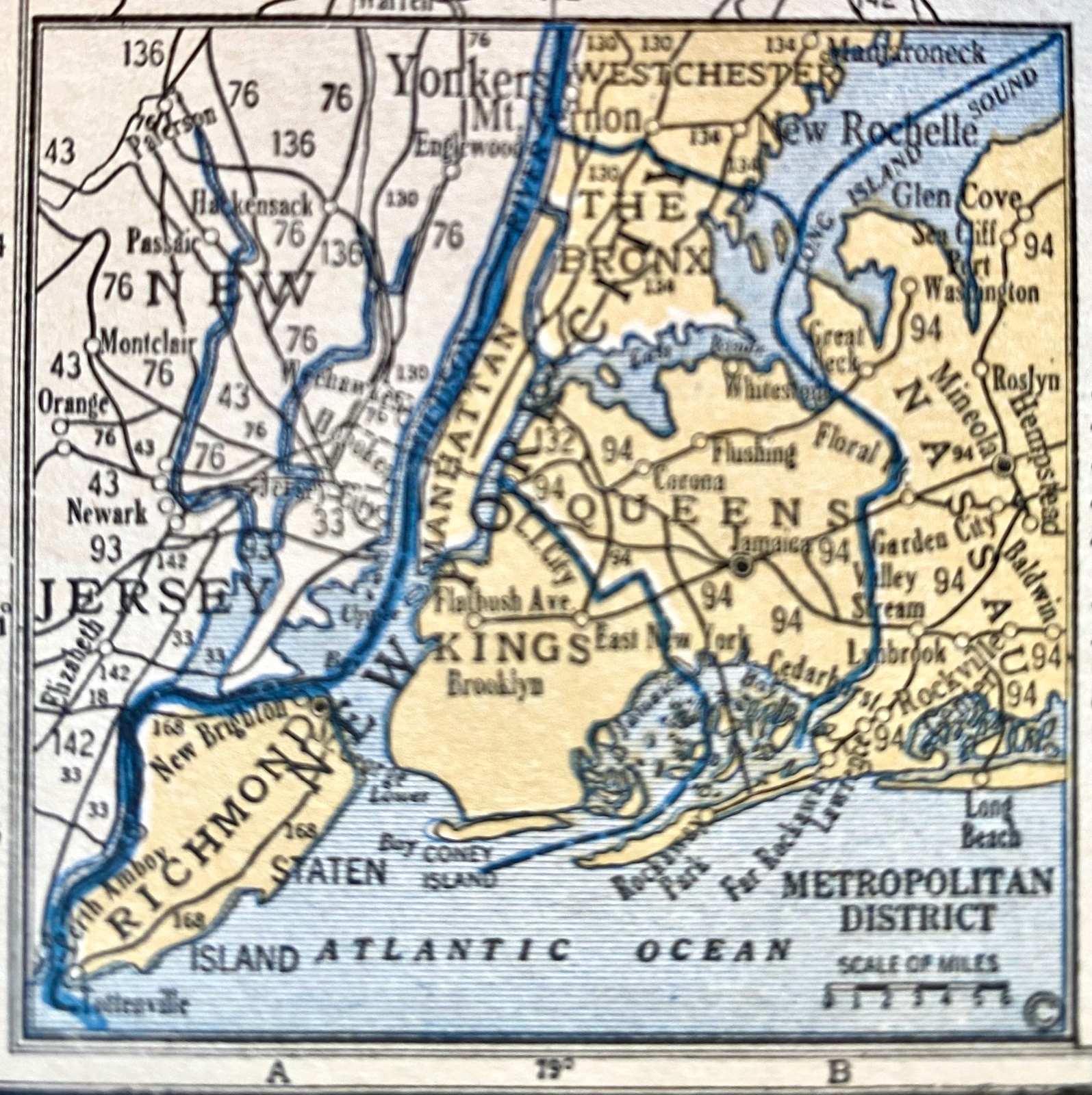 NORTH CAROLINA & NEW YORK c 1935 County & Railroad Maps. Hammond & Co. 9×12″