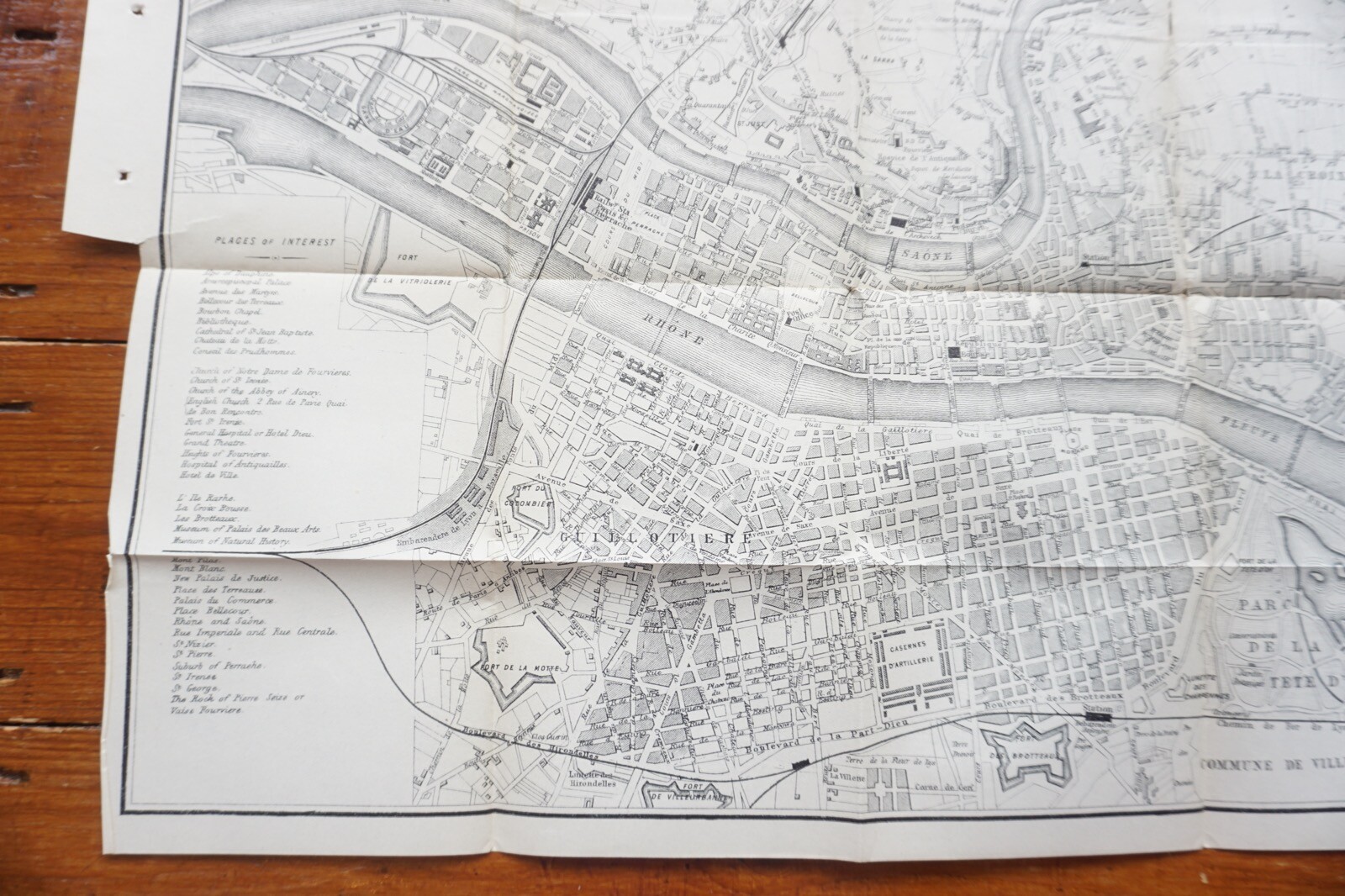 1899 Bradshaws Map of Lyons France Original Railway Map