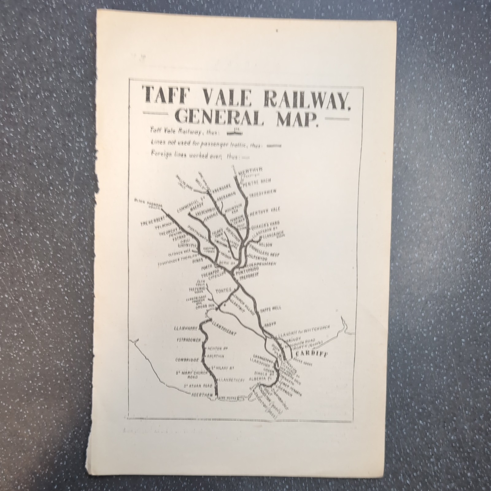 Original 1922 Map Of Taff Vale Railway General Map