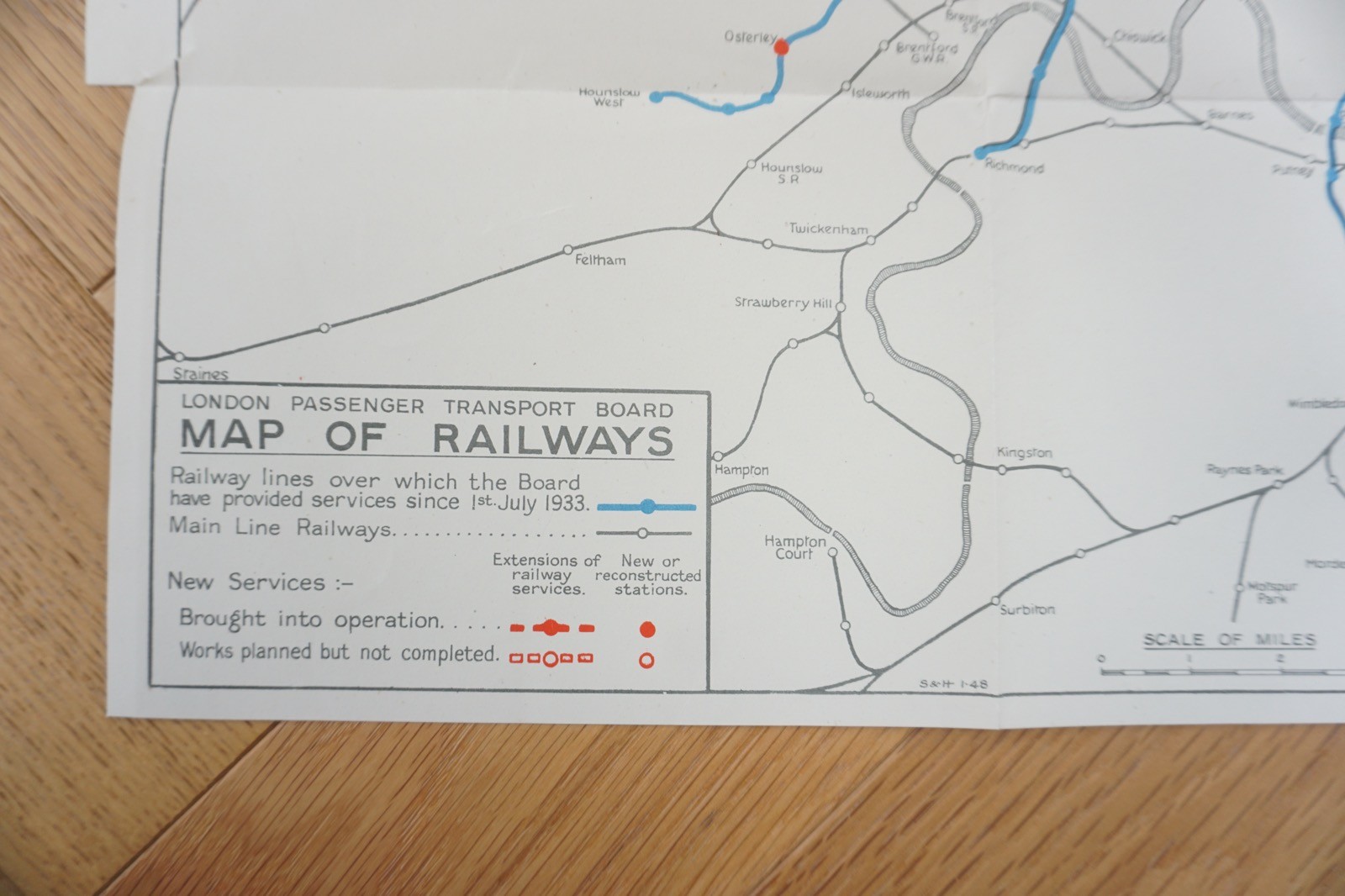 1947 London Passenger Transport Board LPTB Railway Map
