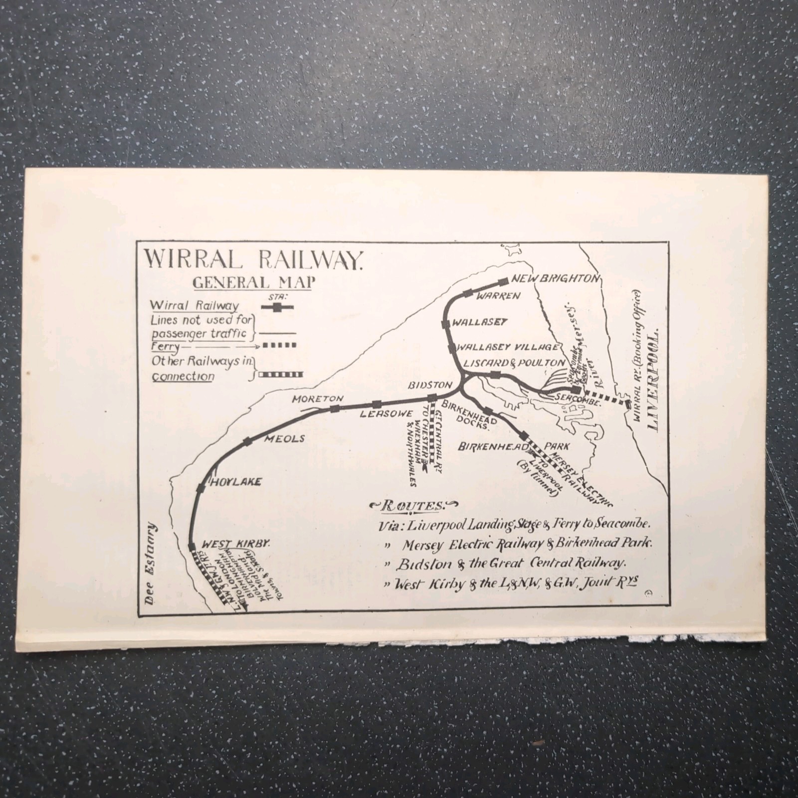 Original 1919 Map Of Wirral Railway General Map