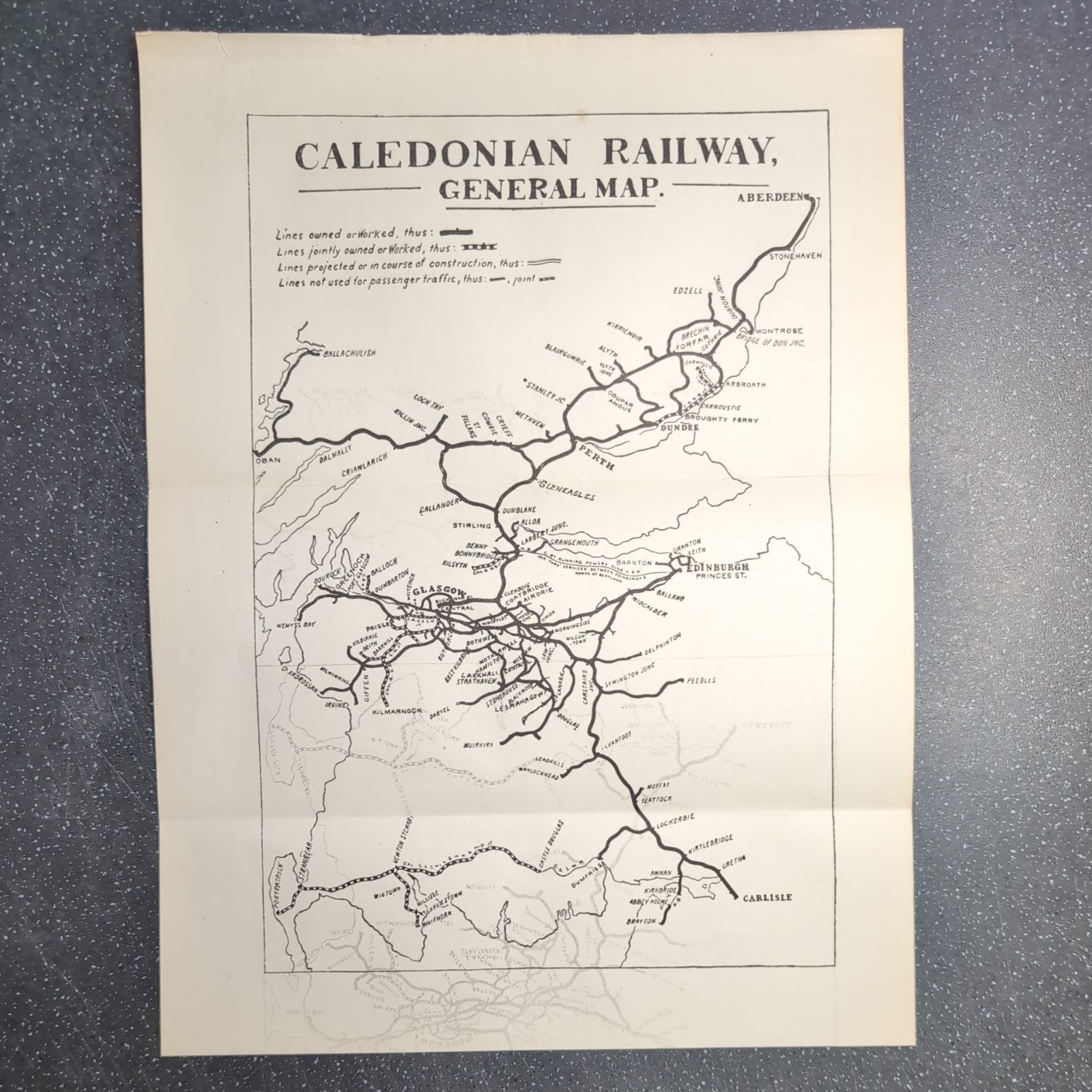 Original 1922 Map Of Caledonian Railway General Map