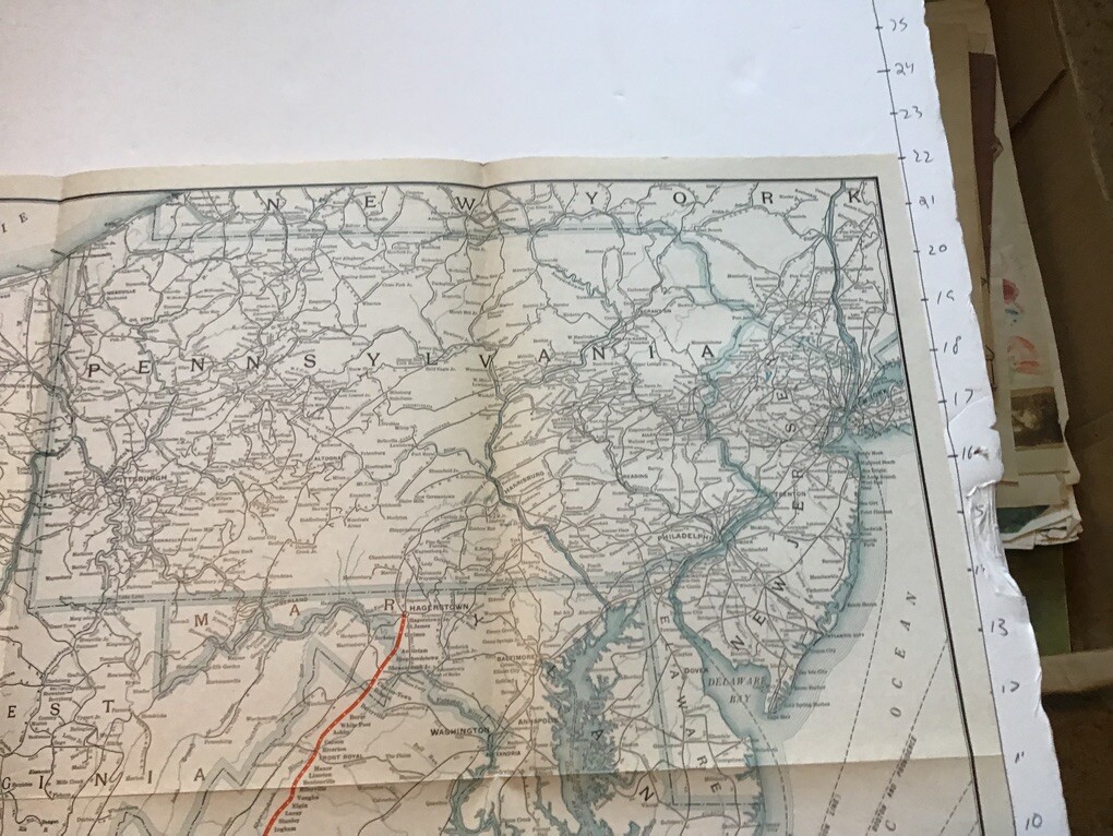 vintage railroad map: 22×32″ NORFOLK & WESTERN Railway 1936