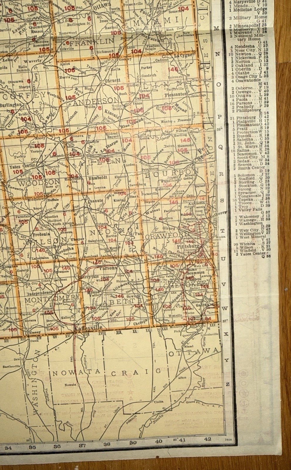 C.1920’s Era Rand McNally Map Of Kansas Air Trails & Railroads 2 Sided Very Rare