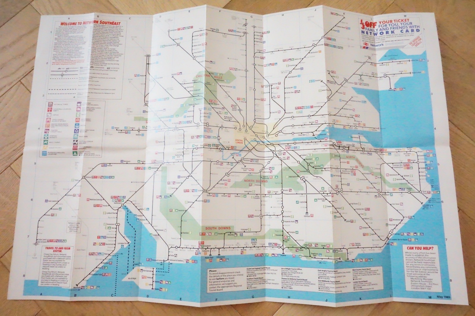 Summer 1989 NSE Network SouthEast Railway Map