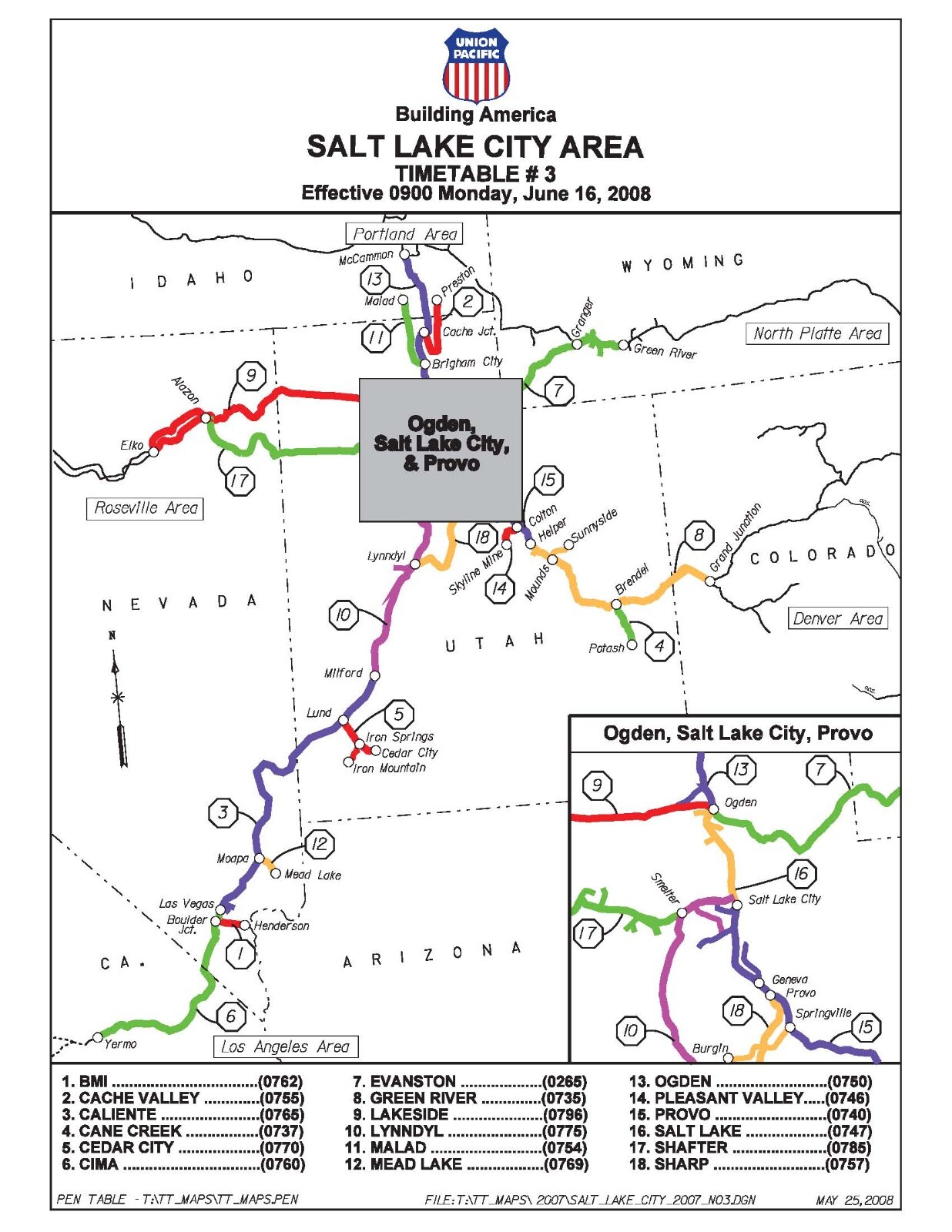 Union Pacific 2008 Salt Lake City Area Timetable #3 PDF Pages on DVD