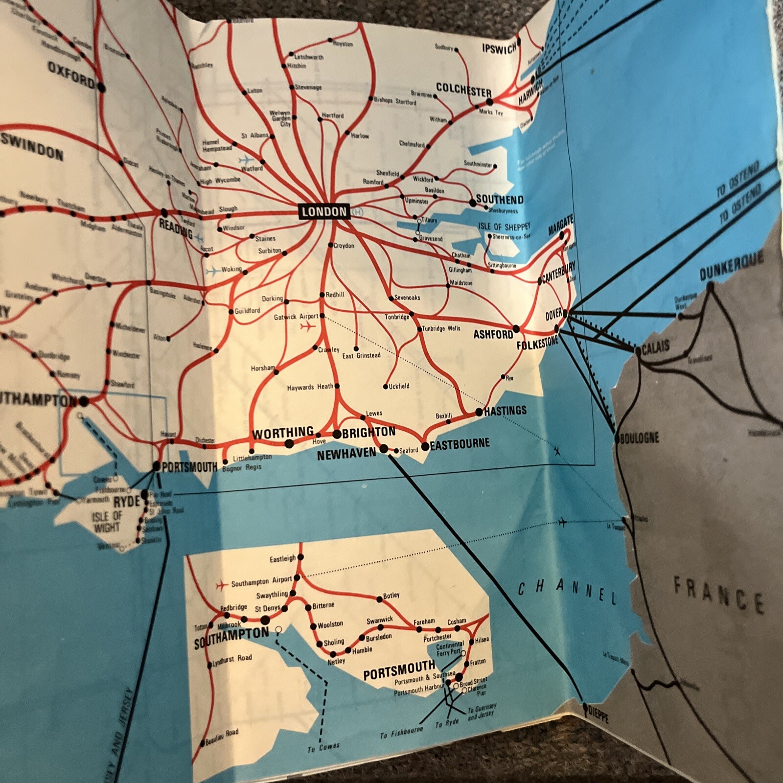 Map British Rail Passenger Network May 1979- May 1980 International Passenger