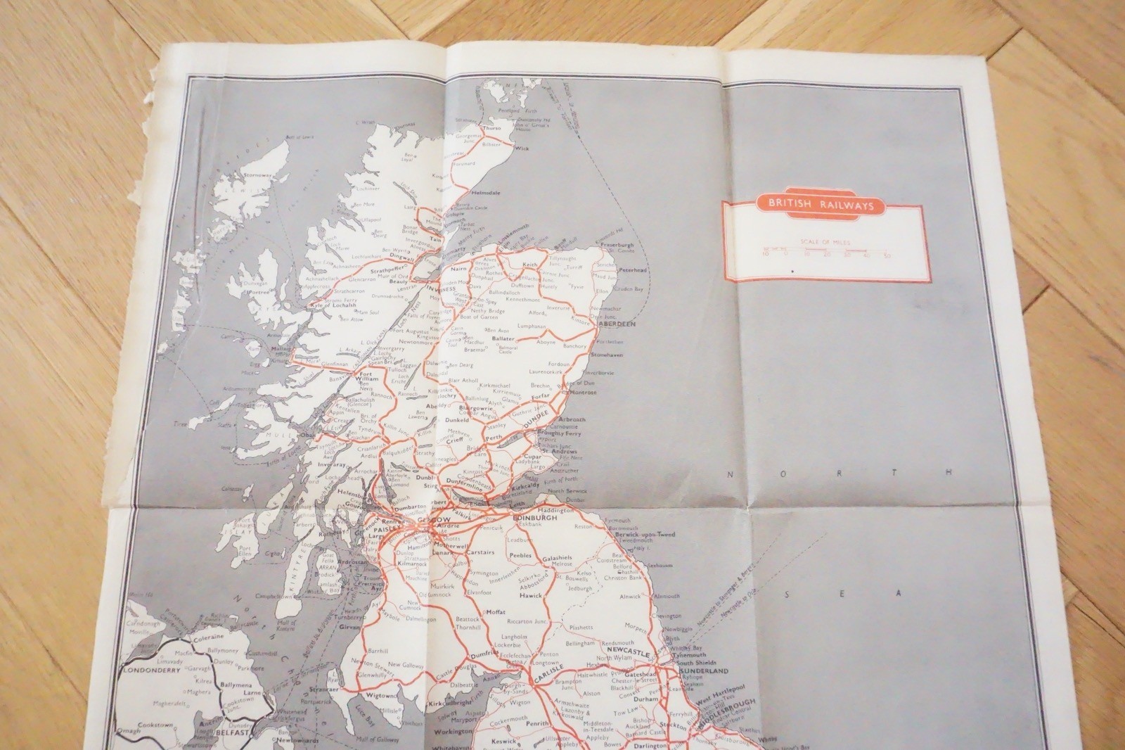 1953 British Rail Passenger Network Railway System Map
