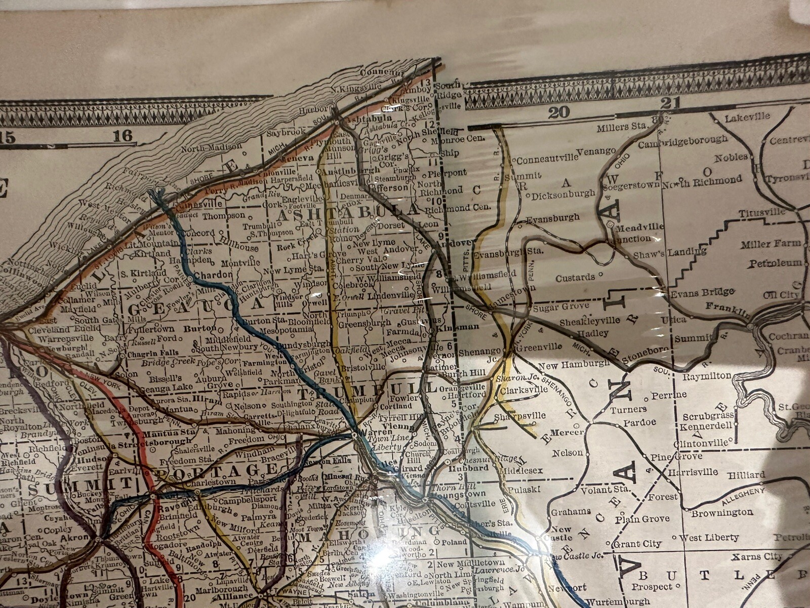 Antique, Original Railroad Map of Ohio A.A. Grant, 1887