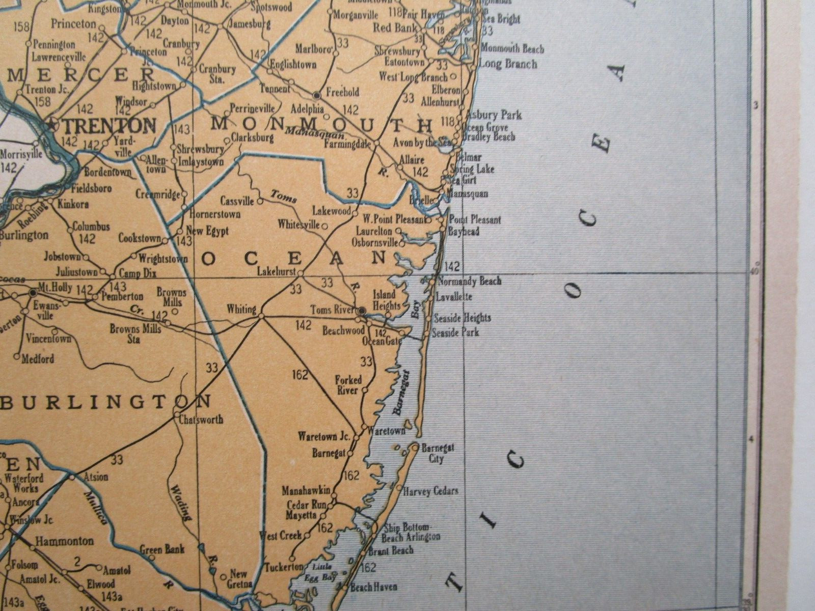 NM NJ Vtg 1939 NEW MEXICO RAILROAD Map. SANTA FE NORTHWESTERN RR or NEW JERSEY