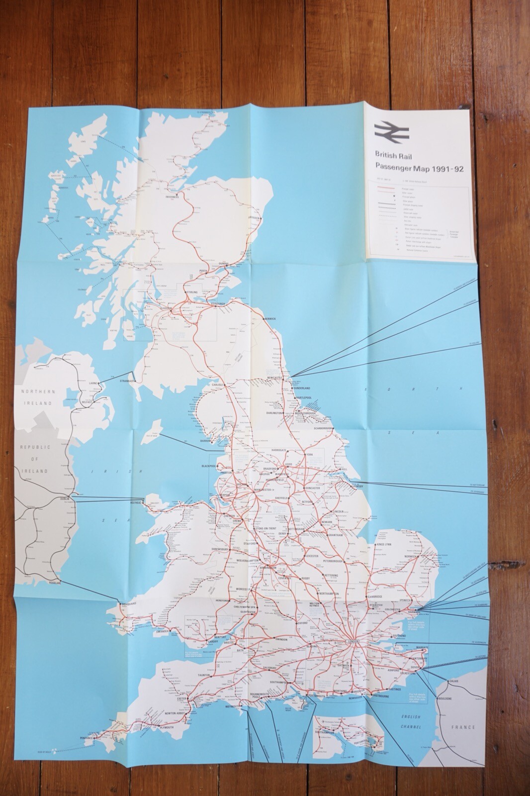 1991 1992 British Rail Passenger Network Railway Map