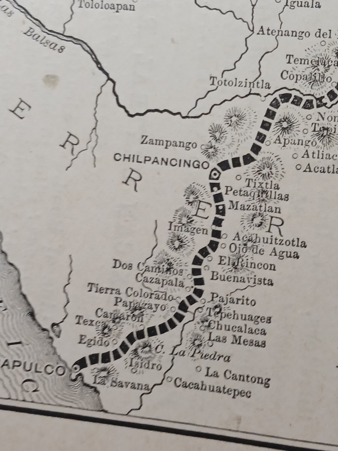 ~1896 Antique Railroad Map INTEROCEANIC RAILWAY OF MEXICO Irolo Jalapa Atila