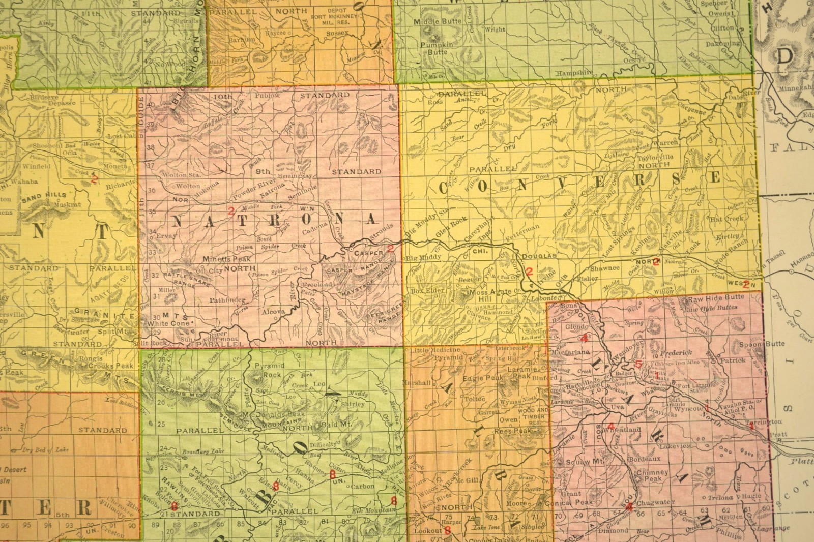 1907 Antique Wyoming Railroad Map Union Pacific Railroad Map Large Atlas DATED