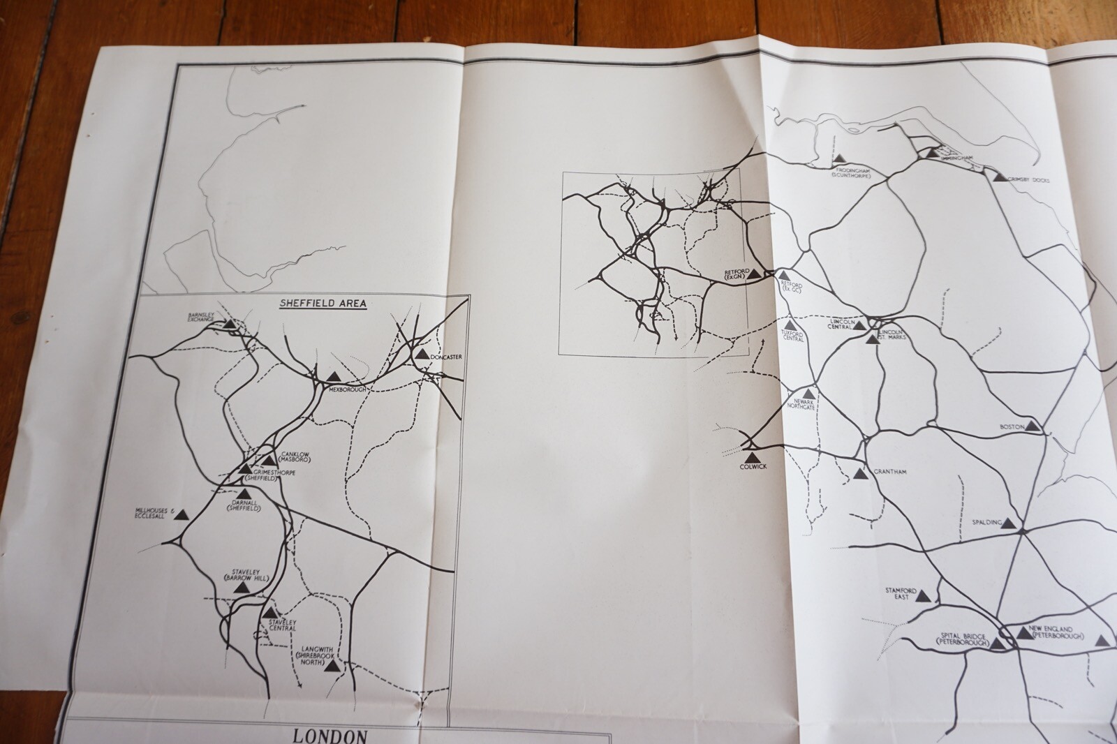 1958 Steam Motive Power Depots Open at 1958 Eastern Region Railway Map
