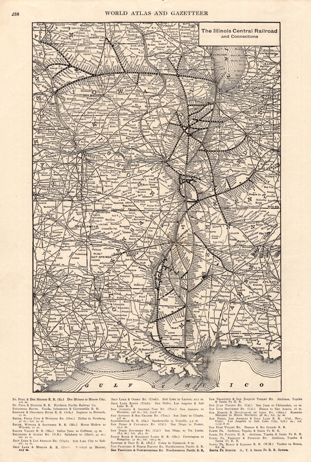 1914 Antique ILLINOIS CENTRAL RAILROAD Map Vintage Illinois Railway Map 3115
