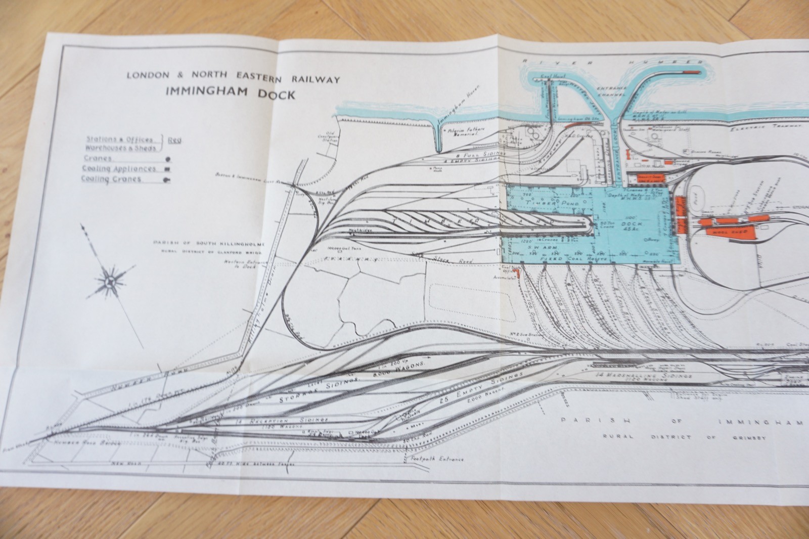 1936 LNER Immingham Docks Railway Plan Map