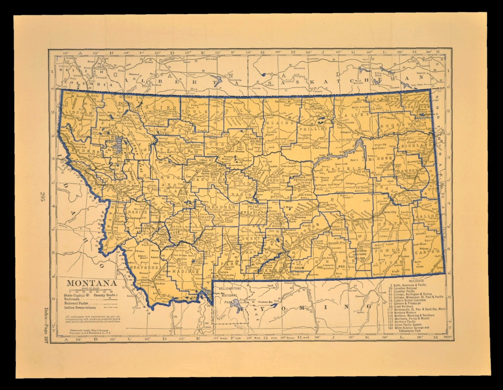 ca1938 MONTANA Railroad Map Depot Towns CMSP&P RR Historic Original Atlas Map