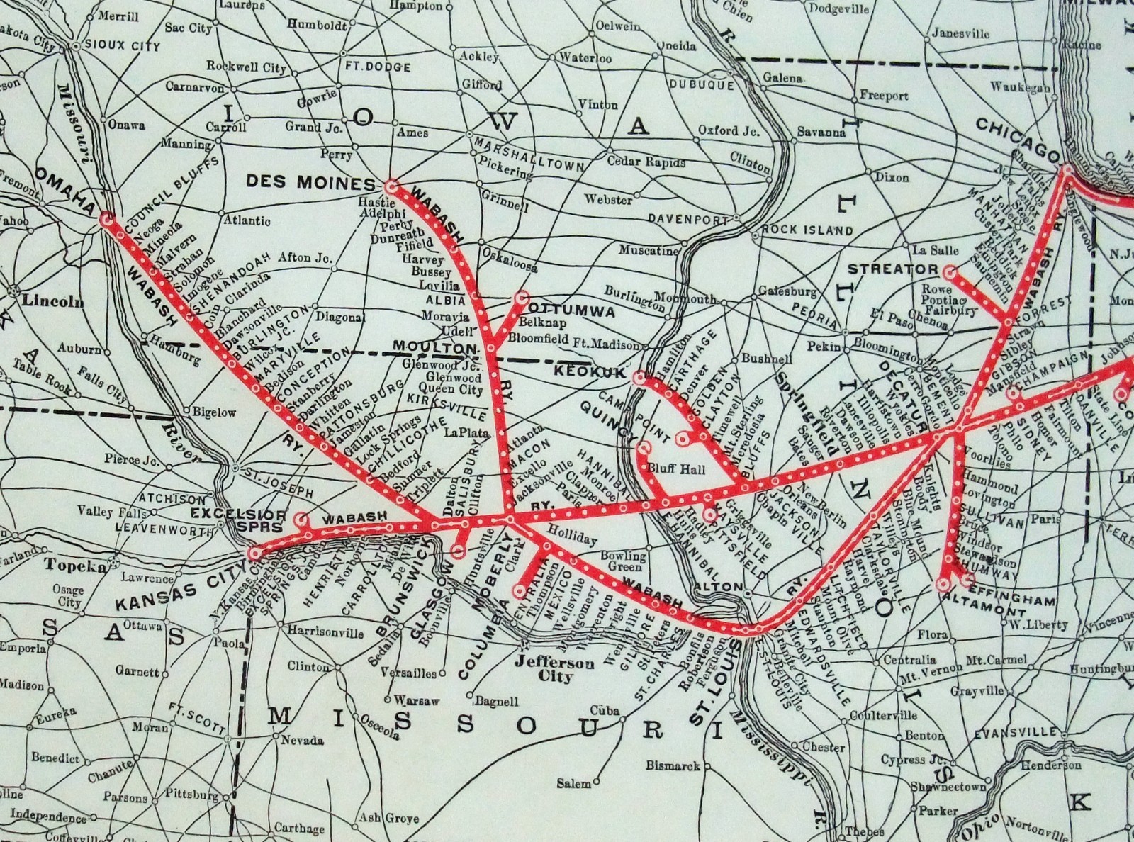 Wabash Railroad – Original 1931 System Map by Poor’s Publishing Co.