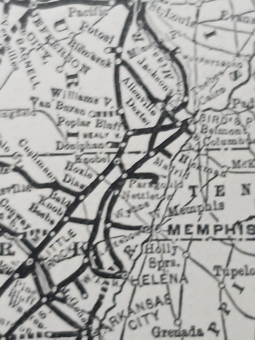 ~1904 Train Route Map MISSOURI PACIFIC RAILWAY Lines Great Northern Railroad