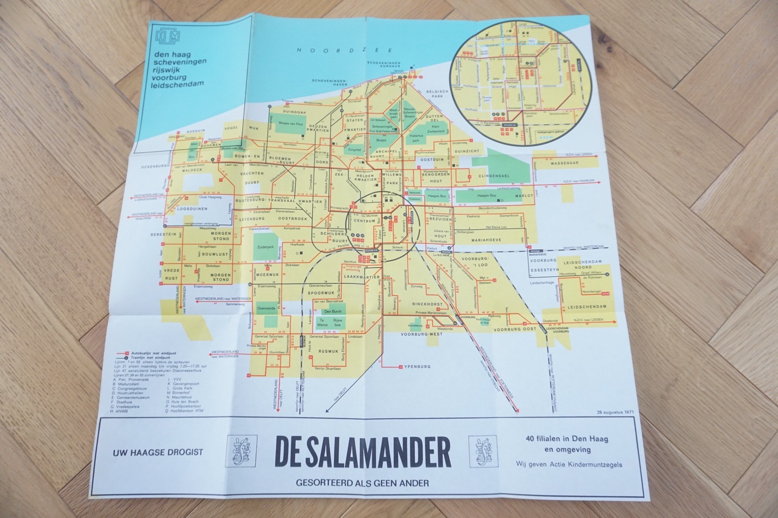 1971 HTM Netherlands Railway Bus Tram Route Map