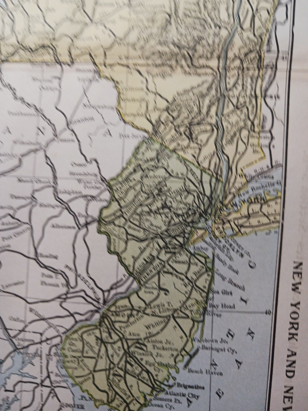 ~ 1897 Train Route Map NEW YORK NEW JERSEY ☆ all Railroad Lines & Stations 9×11″