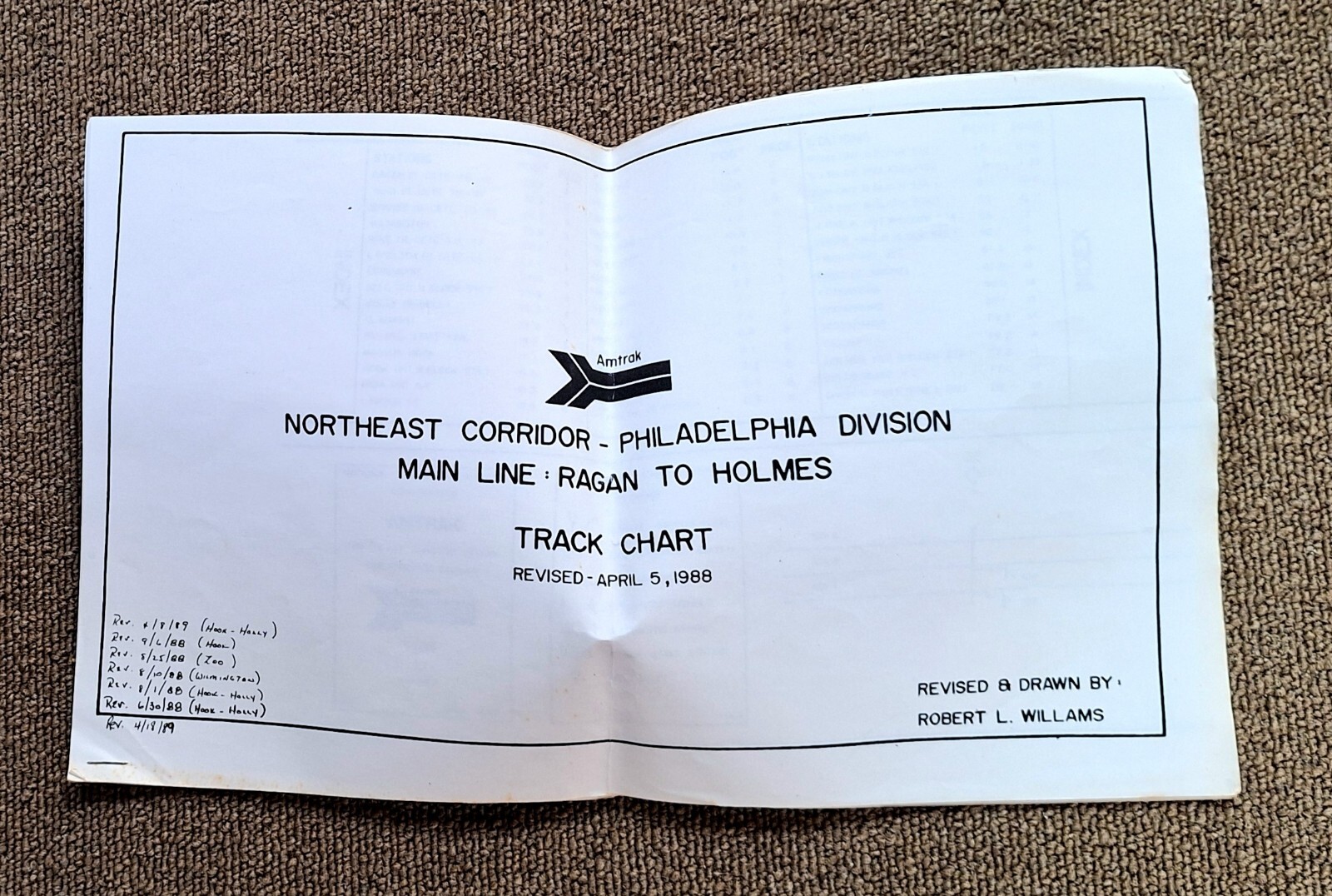 Amtrak Northeast Corridor Philadelphia Division Ragan/Holmes Track Chart [104]