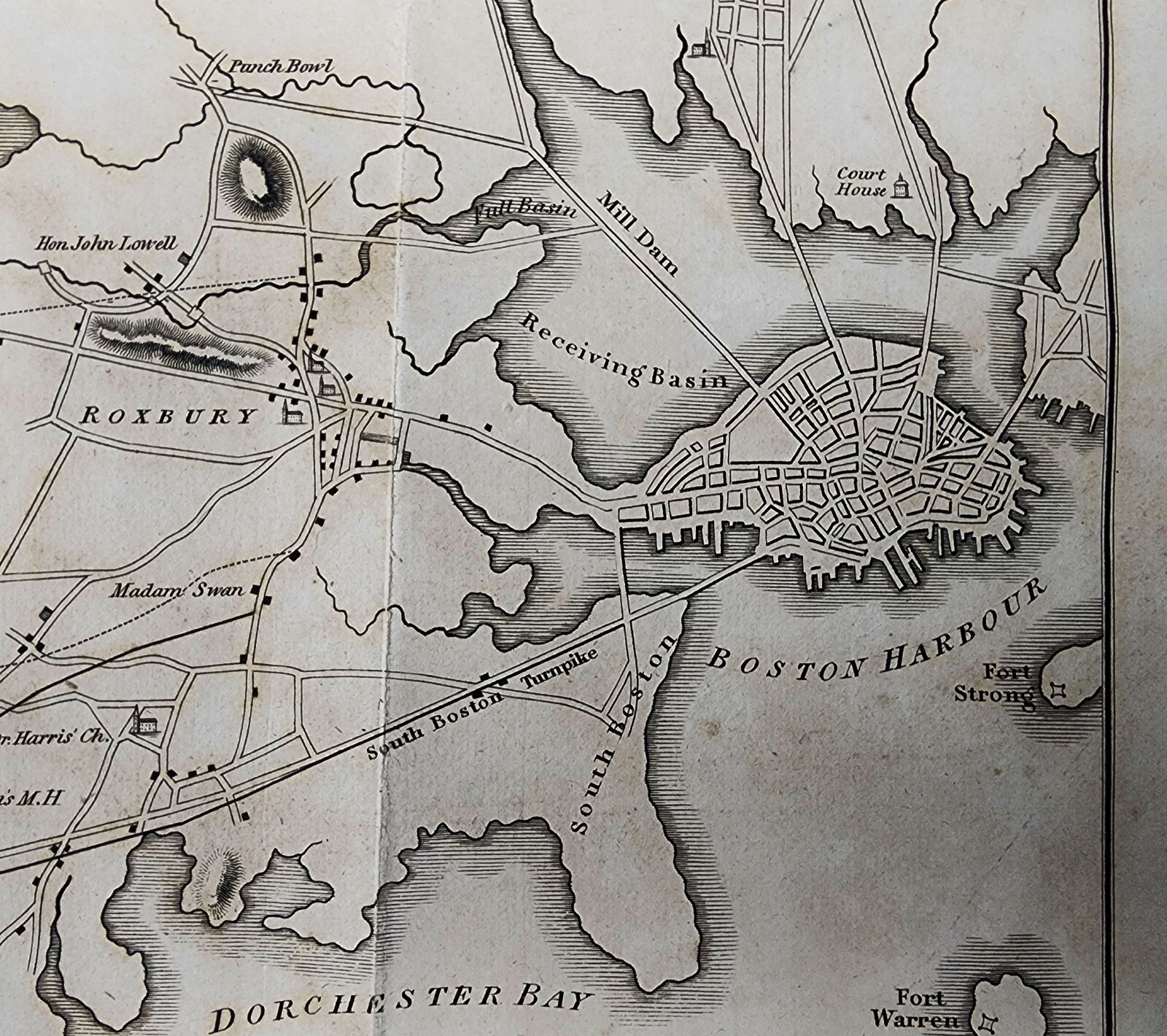Antique 1828 Boston & Providence B&P Railroad Map Proposed Railway Route Survey