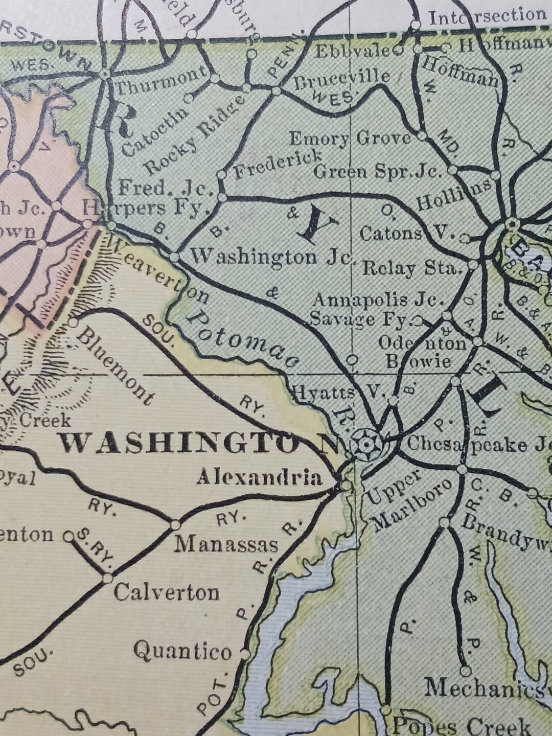 1904 Dated Railroad Map MARYLAND West Virginia DE all Lines Train Routes 11″x9″
