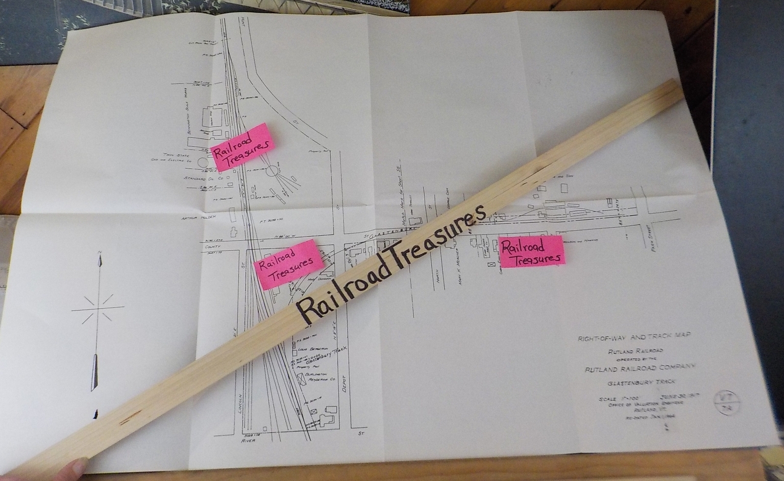 Map Right of Way and Track Map Rutland Railroad Glastenbury Track 1917-1964 Fold