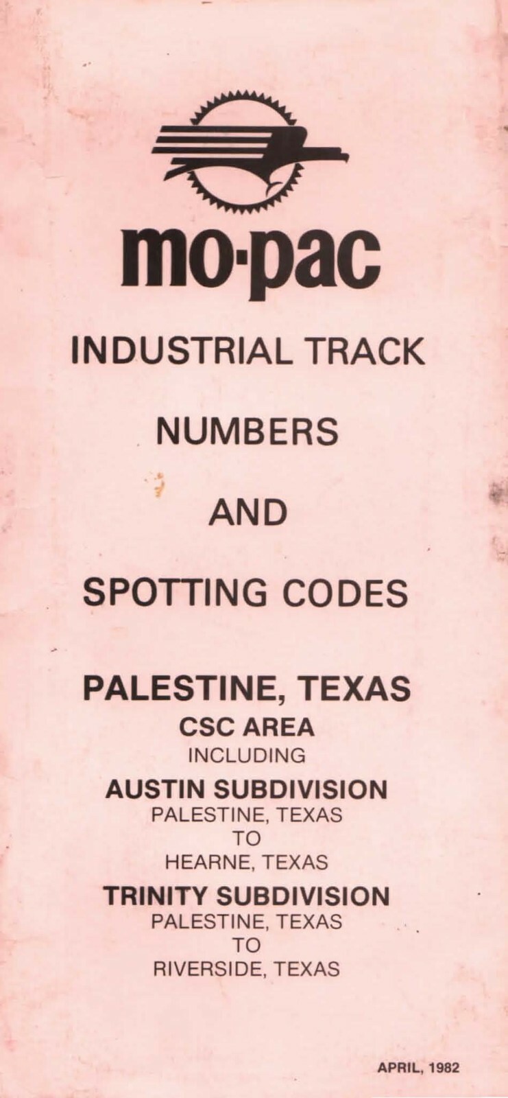 Missouri Pacific 1982 Palestine TX CSC ZTS PDF Pages on DVD