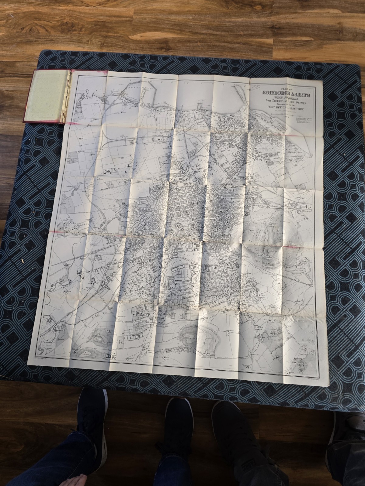 1887 Bartholomew Map Edinburgh & Leith Post Office Plan Victorian Folding