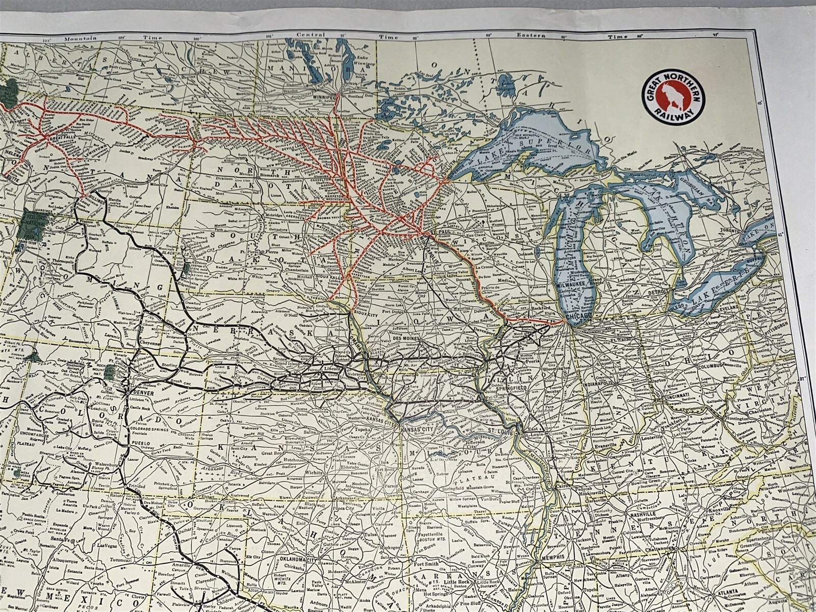 1952 Great Northern Railroad System Route Map US Map 20 1/2″ by 12 1/2″