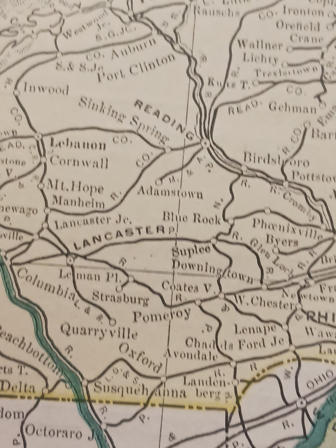 1902 Train Route Map PENNSYLVANIA New Jersey All Railroad Lines Stations 11″×9″