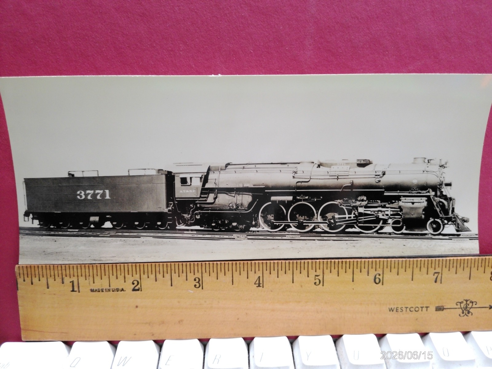 AT&SF RAILROAD ORIG BLUEPRINT DATA DIAGRAM BUILDER PHOTO 4-8-4 LOCOMOTIVE #3776