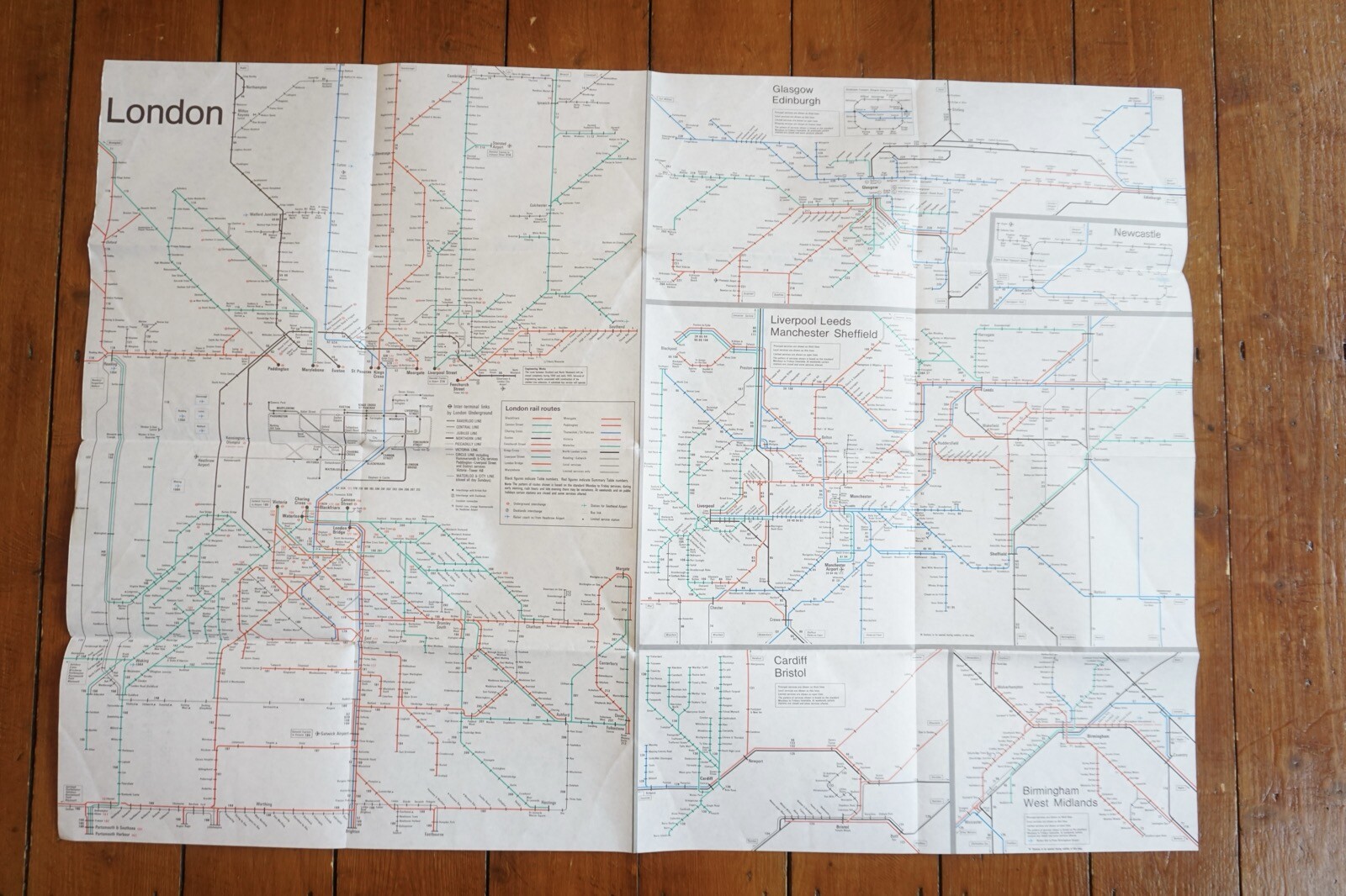 1994 1995 British Rail Passenger Network Railway Map VGC
