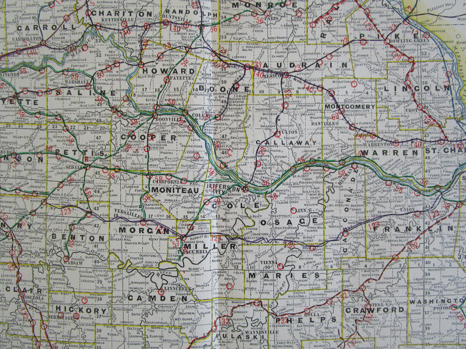 MO 1903 MISSOURI RAILROAD Map. George Cram STEAM + INTERURBAN. PERTLE SPRINGS RR