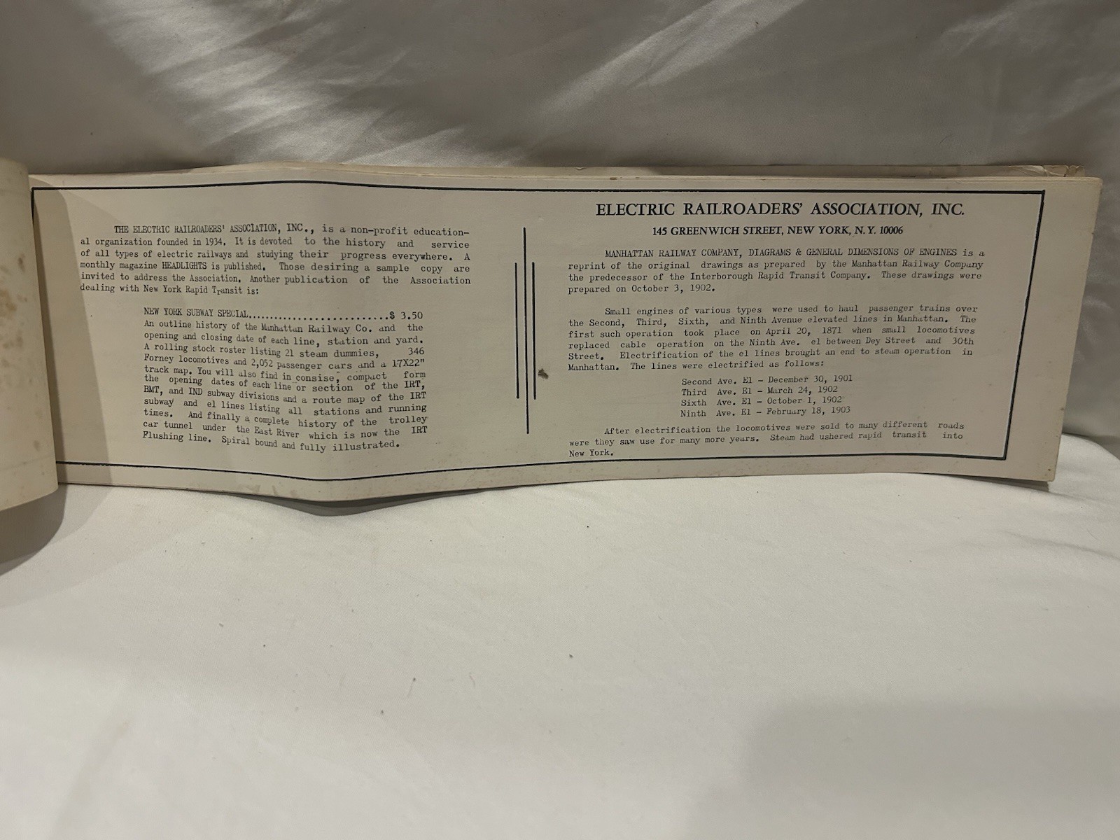 Antique 1902 Manhattan Railway Co. Engine Diagrams & Dimensions Blueprint Book