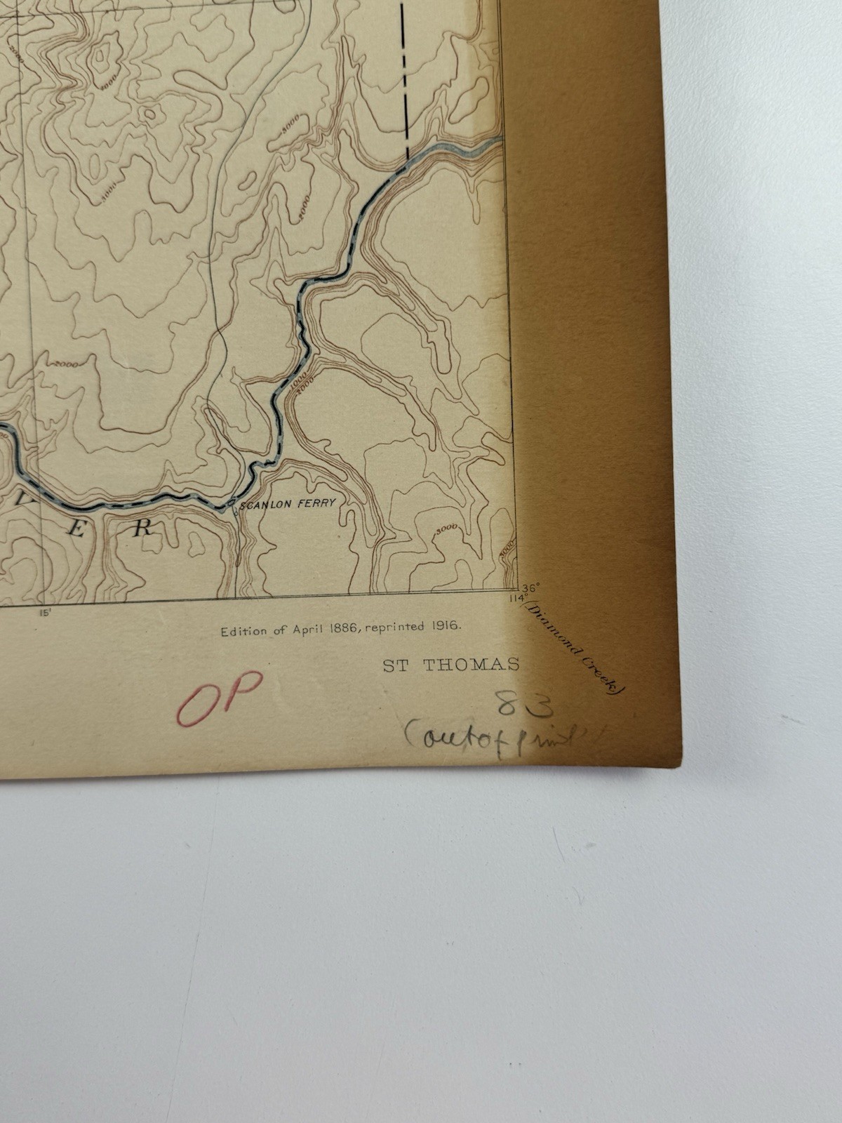 St Thomas Nevada Printed 1916 US Geological Survey Topographic Map 20 X 16 1/2