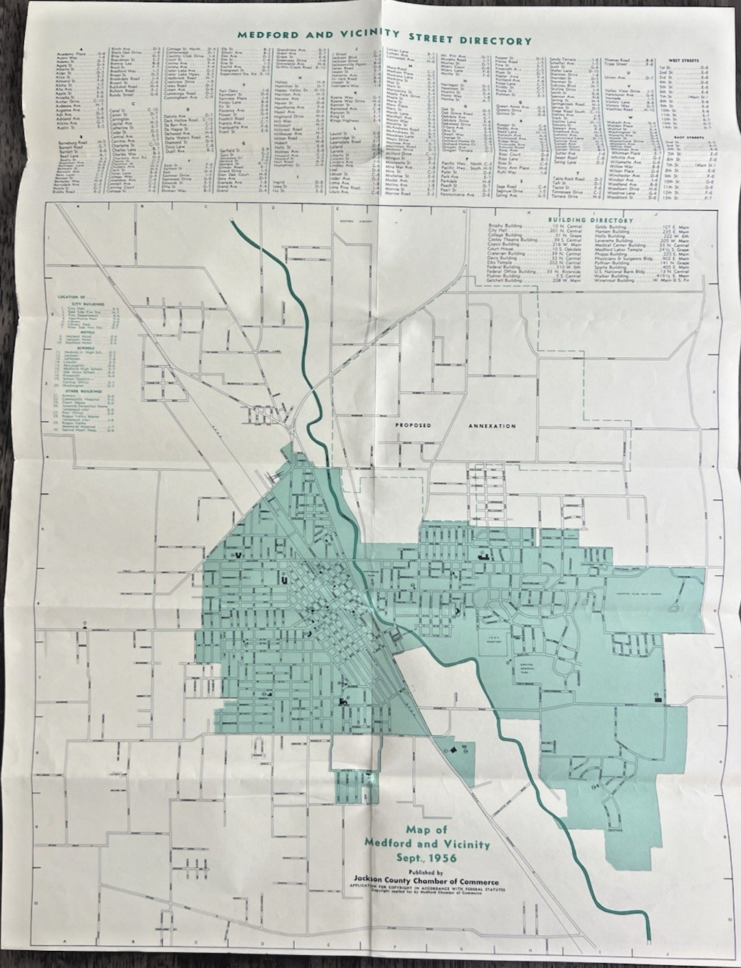 MEDFORD & JACKSON Co. OREGON 1956 Recreation & Street Maps POPULATION #’s 9E
