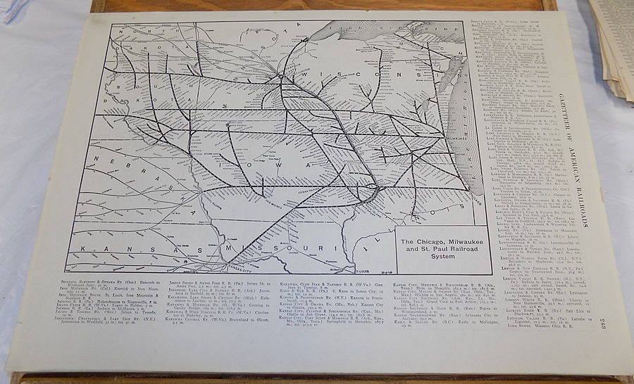 1912 Collier’s Railroad Route Map////CM & SP, CRIP, and INTERCOLNIAL RAILROADS