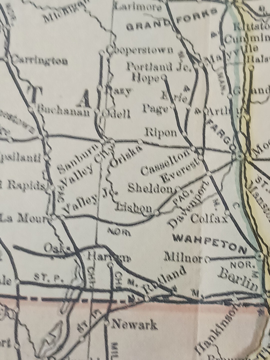 1890 Antique Railway Map Minnesota Dakota ALL Railroad Lines Train Depots 9″x11″