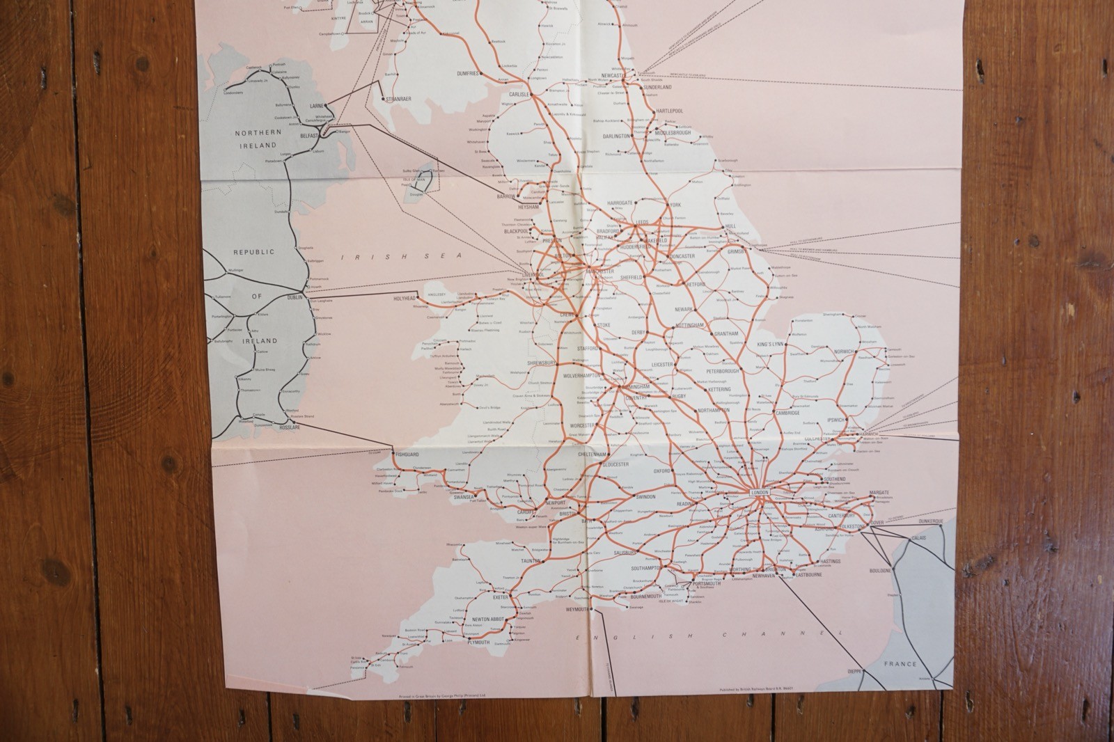 Sept 1967 British Rail Passenger Network Railway Map Eastern Region