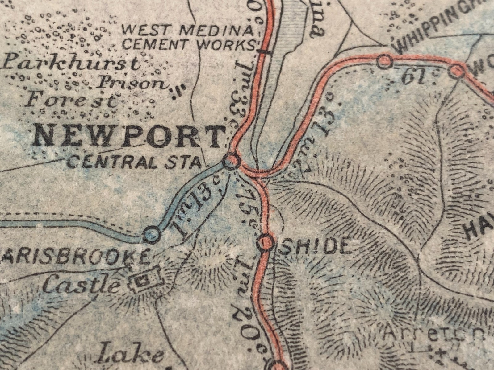 AIREY ISLE OF WIGHT RAILWAY MAP 1893 RYDE FRESHWATER BEMBRIDGE COWES VENTNOR
