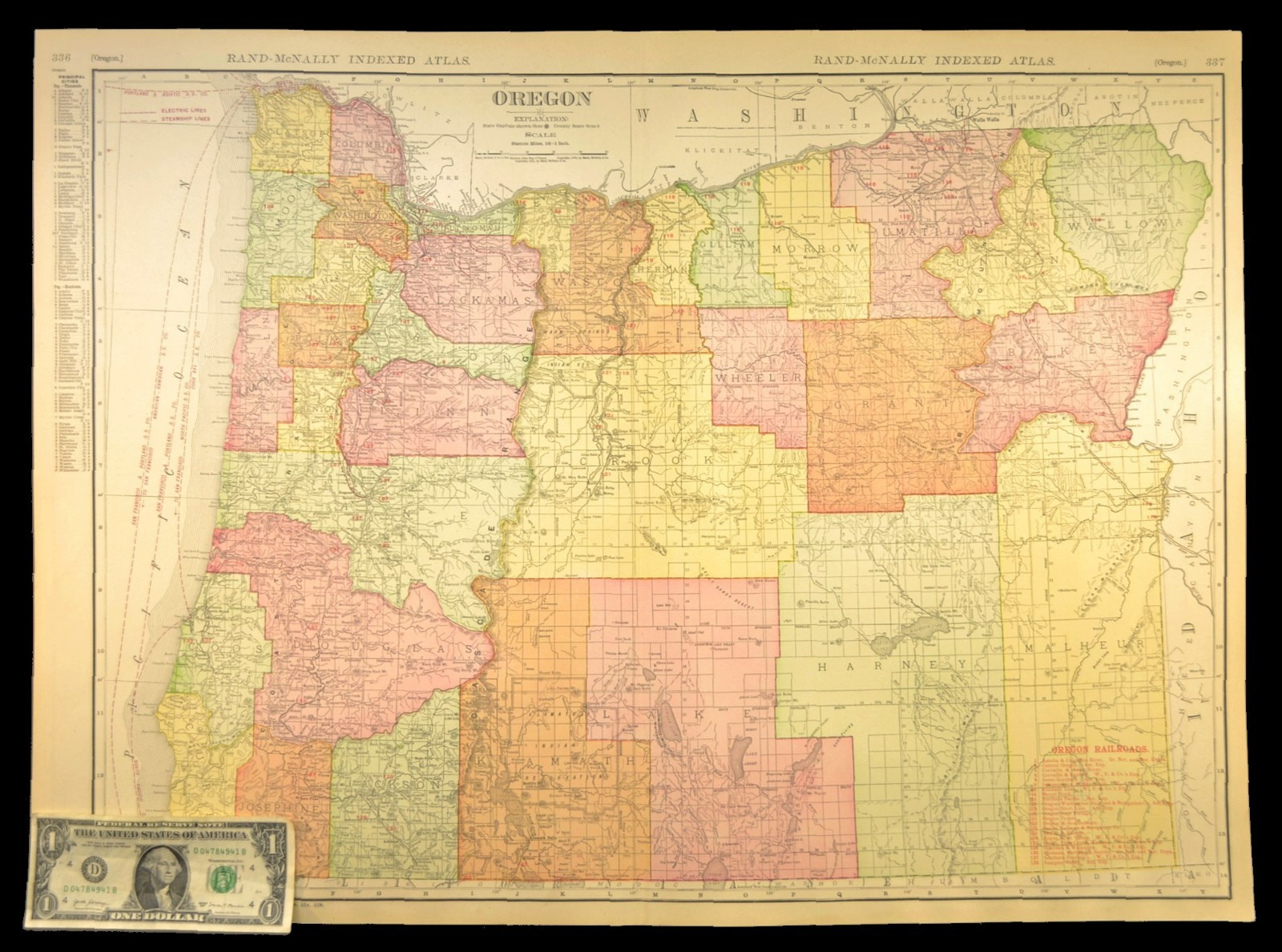 1911 Antique Map of Oregon Railroad Map ORIGINAL Southern Pacific Railroad DATED