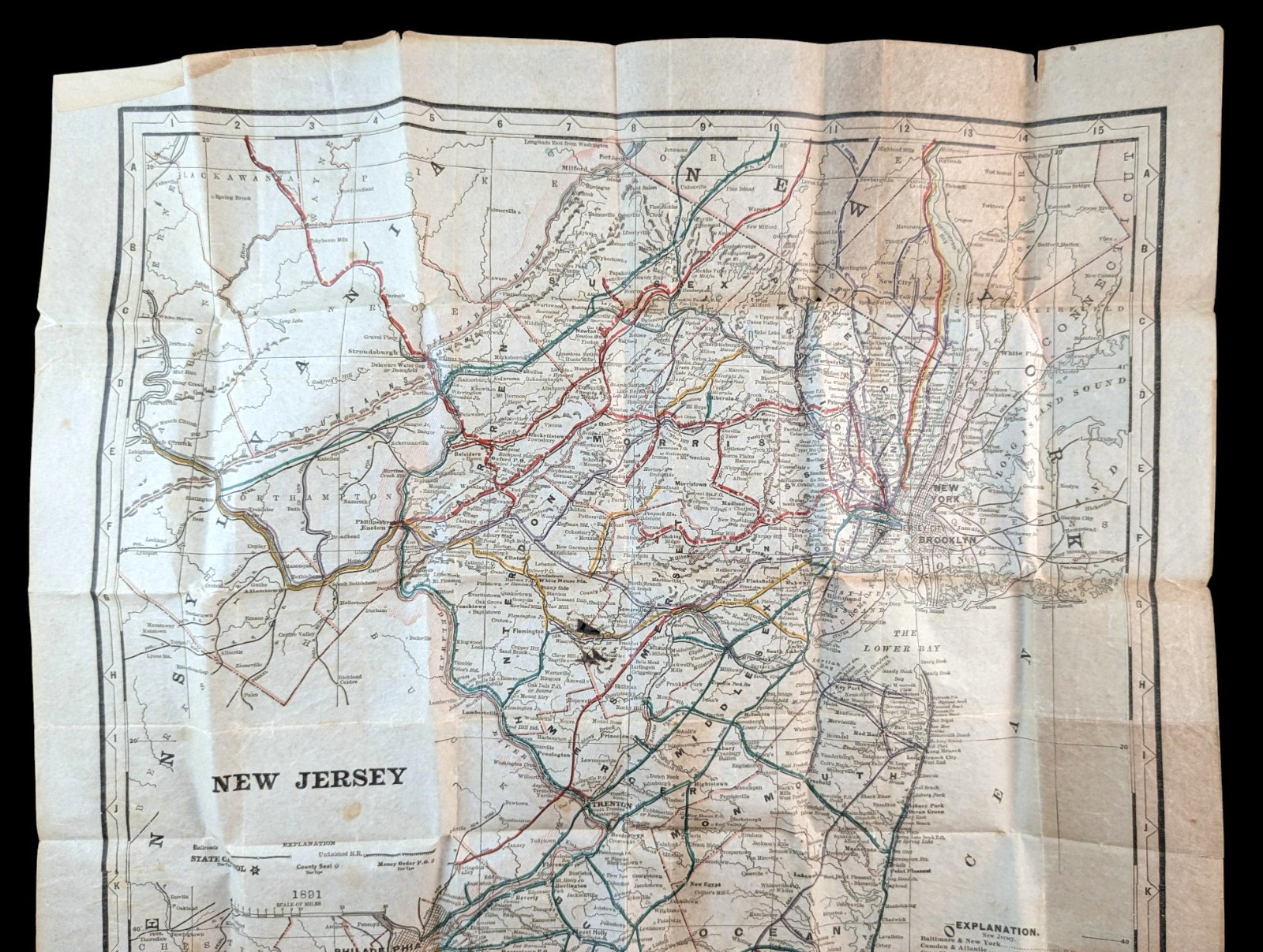 Cram’s Township And Railroad Map of New Jersey George F Cram Pocket Folder 1891