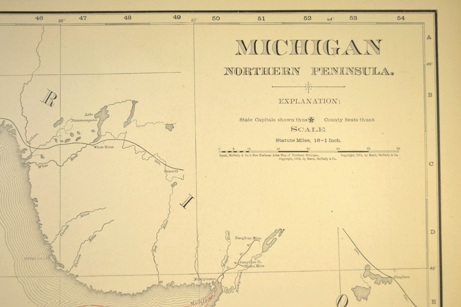 1911 Antique Northern Michigan Railroad Map ORIGINAL Atlas Map DATED