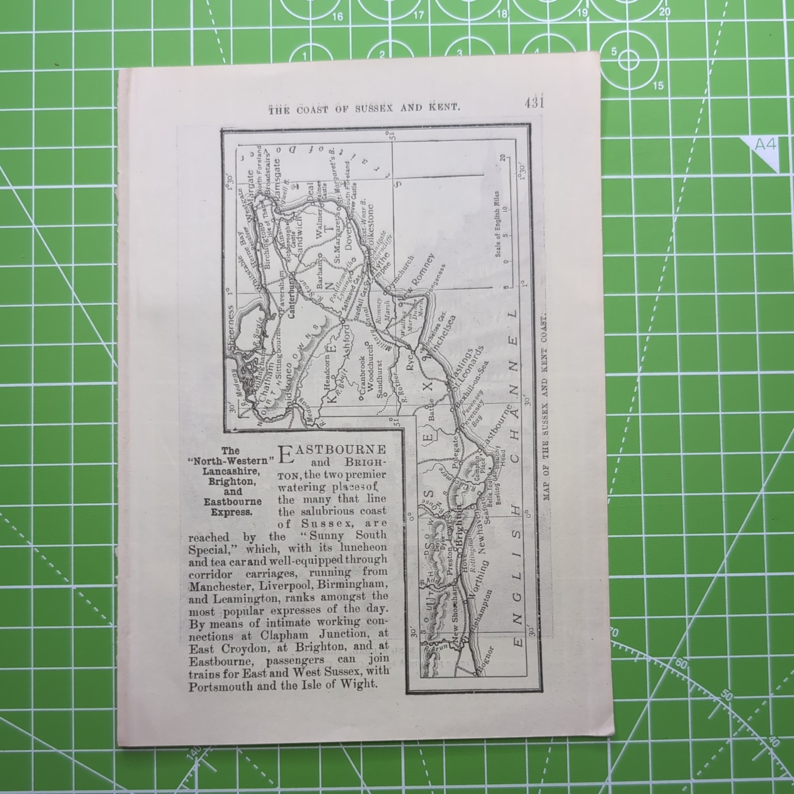 Original 1912 LNWR Map Of The Sussex And Kent Coast Railway