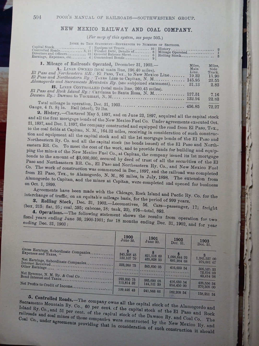 ~1904 New Mexico Railway & Coal Company vintage Railroad Map + Report All Lines